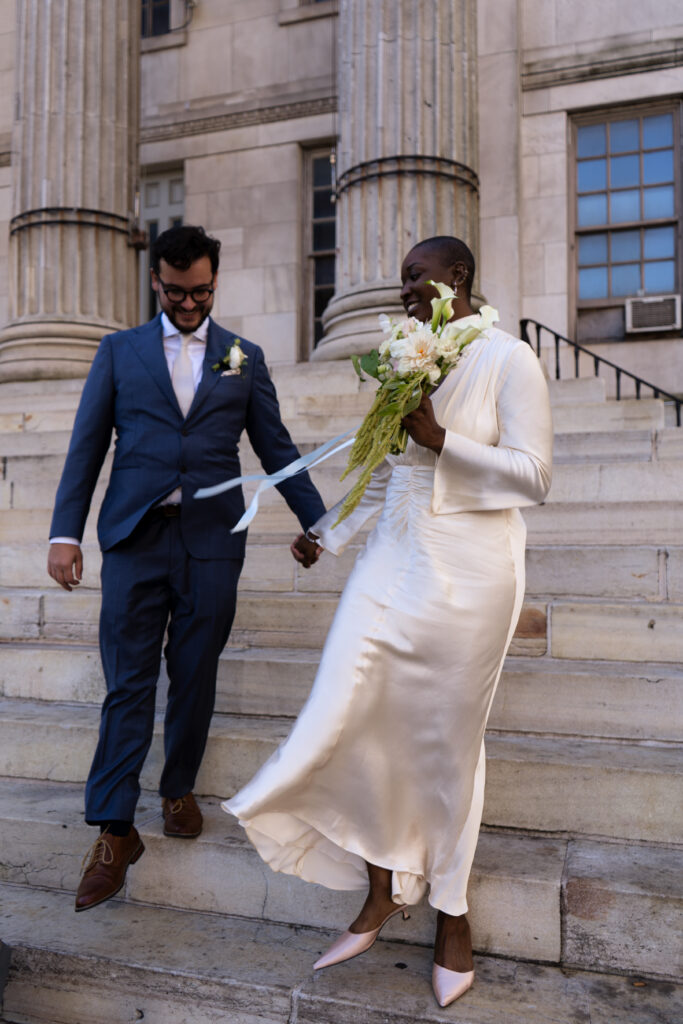 digital photo of couple outside of brooklyn municipal buildings, stef reyes photo