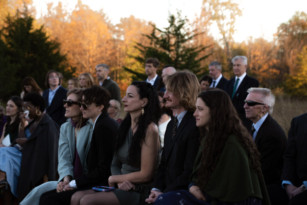 photo of meadow intimate wedding ceremony in the fall. hudson valley wedding taken by stef reyes photo. 