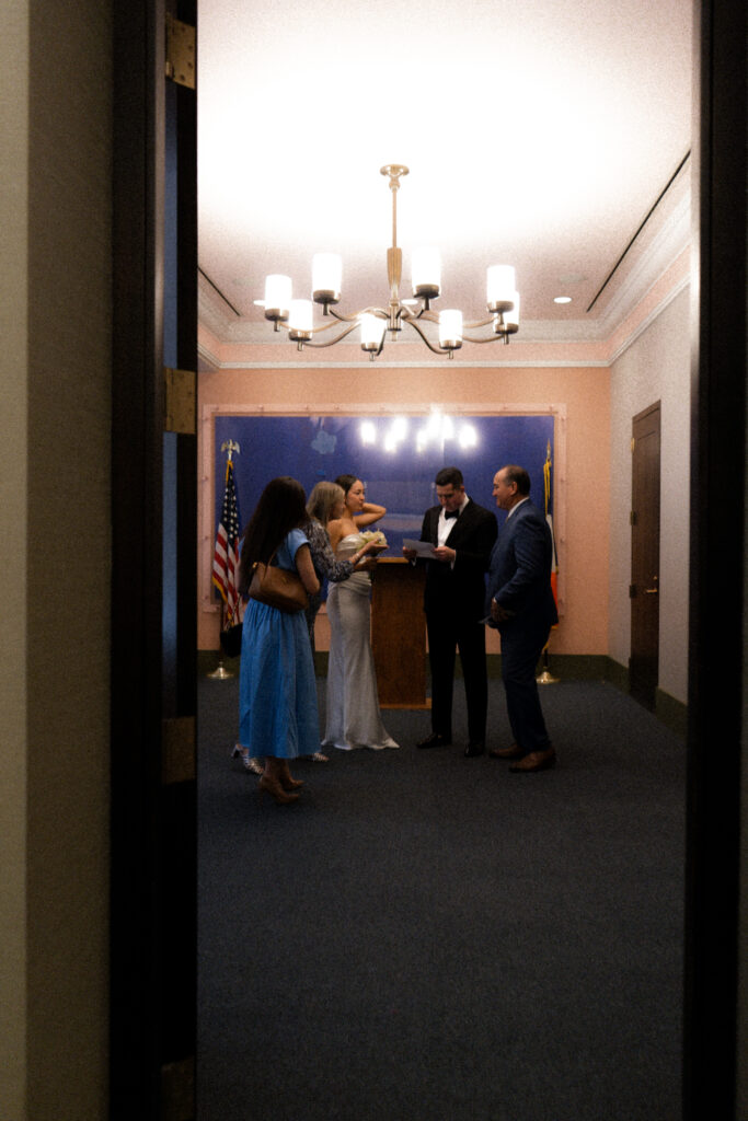 photo of manhattan city hall elopement inside of city hall, stef reyes photo.