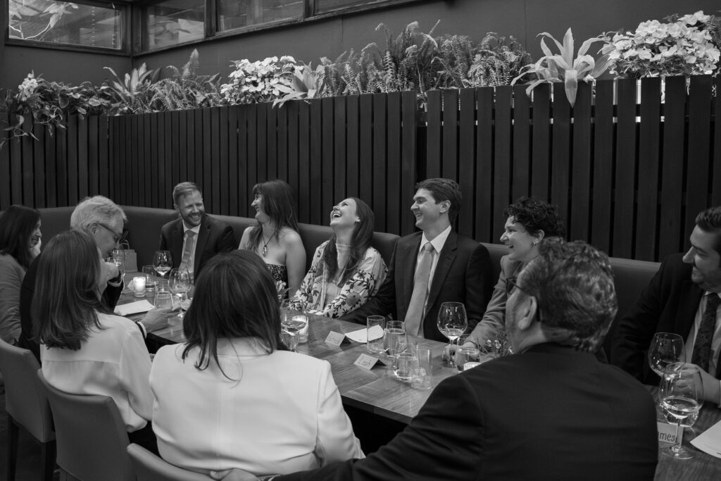 intimate wedding reception dinner party inside of a restaurant by washington square park. taken by stef reyes photo. 